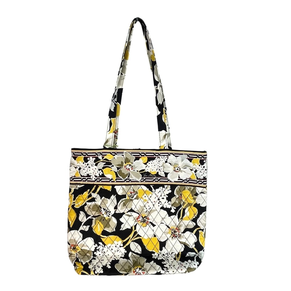 Vera Bradley Dogwood Quilted Cotton Tote Bag‎ Floral Black Yellow 11617-134 NWT